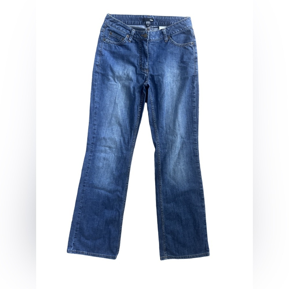 H&M medium wash mid-rise boot cut  jeans. 6